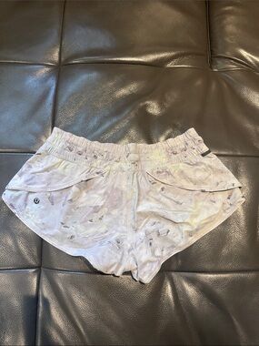 lululemon athletica Light Lavender Gray White Printed Athletic Very Short Shorts